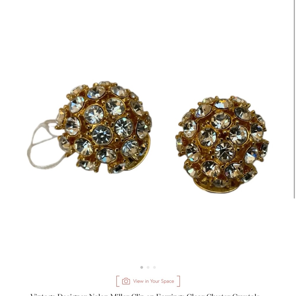 Nolan Miller Gold Dome Rhinestone Cluster Earrings
